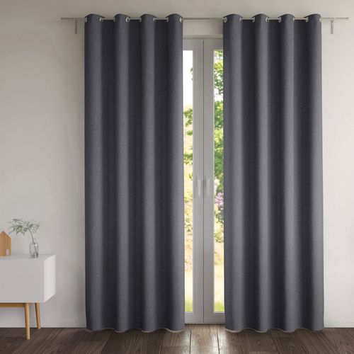 Rideau Occultant 140x260 Gris Anthracite En Polyester