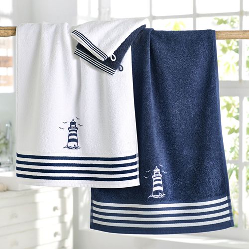 Serviette De Toilette 50x90 Bleu Marine En Coton 450 G/m²