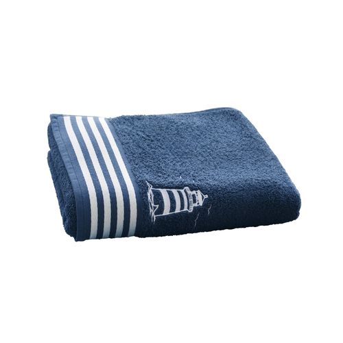 Serviette De Toilette 50x90 Bleu Marine En Coton 450 G/m²