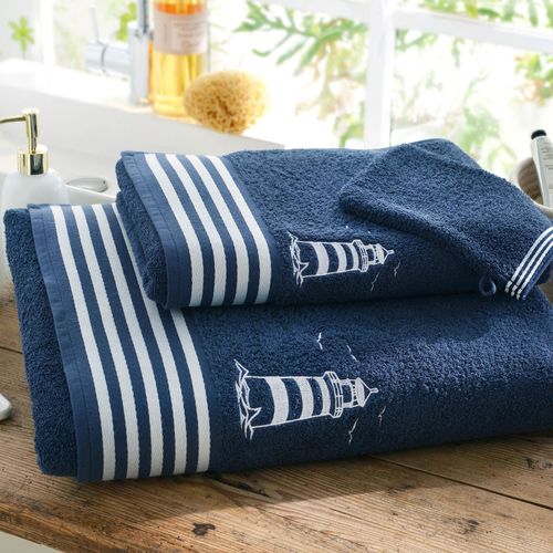 Drap De Bain 100x150 Bleu Marine En Coton 450 G/m²