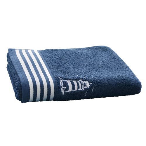 Drap De Bain 100x150 Bleu Marine En Coton 450 G/m²