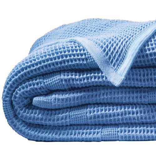 Plaid 150x150 Bleu Azur En Coton