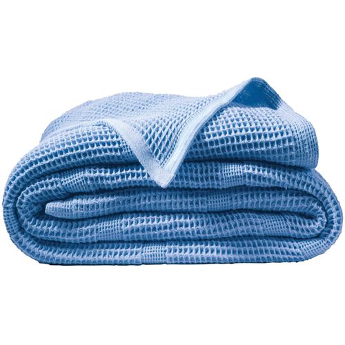 Plaid 150x150 Bleu Azur En Coton