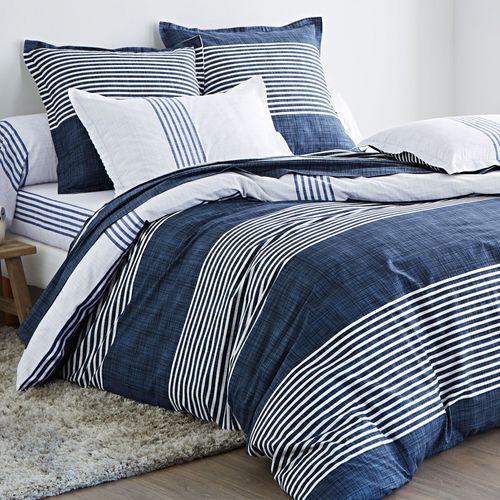 Drap-housse 140x190x28 Bleu Marine En Coton