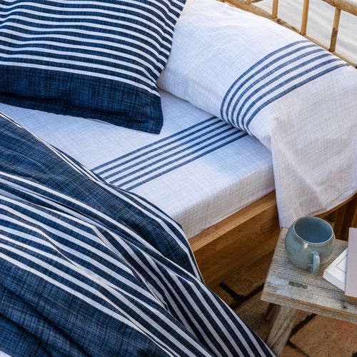 Drap-housse 160x200x28 Bleu Marine En Coton