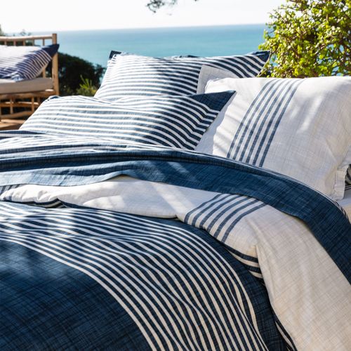 Housse De Couette 240x220 Bleu Marine En Coton