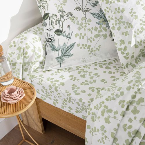 Drap-housse 90x190x28 Vert En Coton