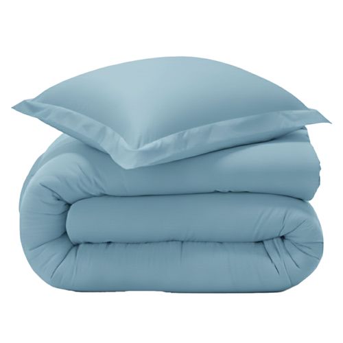 Housse De Couette 240x220 Bleu Glacier En Coton