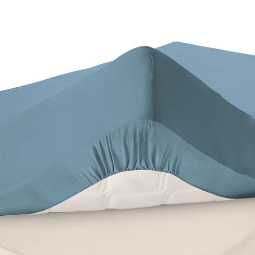 Drap-housse Grand Bonnet 180x200x32 Bleu Glacier En Coton