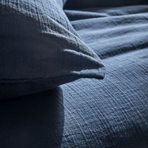 Housse De Couette 200x200 Bleu Denim En Coton