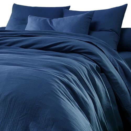 Housse De Couette 240x220 Bleu Denim En Coton