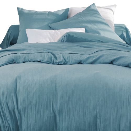 Housse De Couette 200x200 Bleu Glacier En Coton