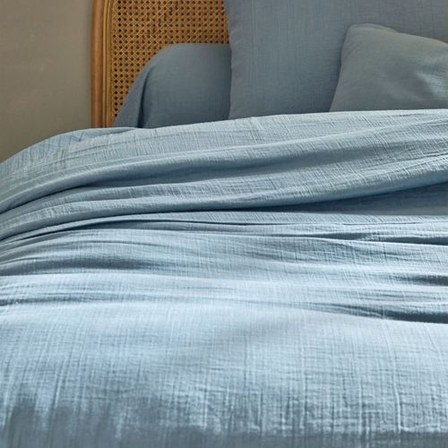 Housse De Couette 200x200 Bleu Glacier En Coton