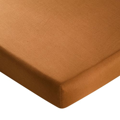 Drap-housse 90x200x28 Marron Noisette En Lin