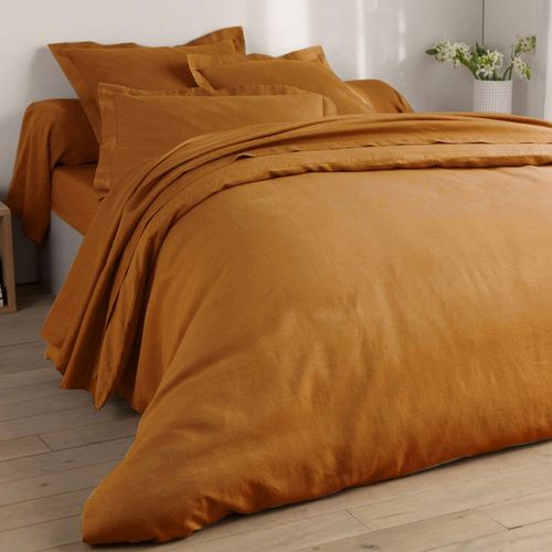 Drap-housse 140x200x28 Marron Noisette En Lin