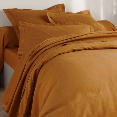 Drap-housse 140x200x28 Marron Noisette En Lin