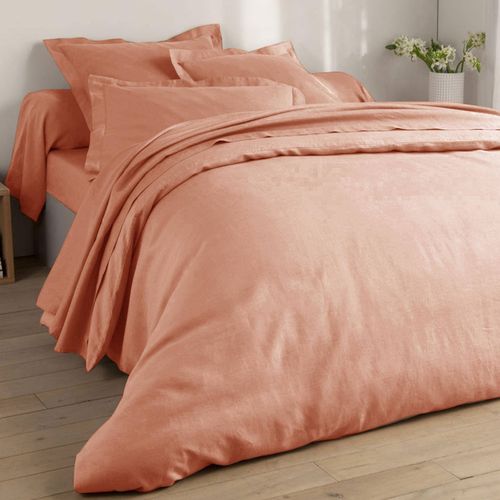 Drap-housse 180x200x28 Rose Blush En Lin