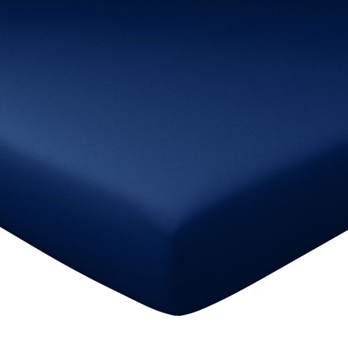 Drap-housse 180x200x28 Bleu Indigo En Coton