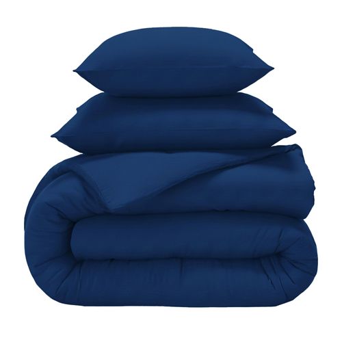 Housse De Couette 140x200 Bleu Indigo En Coton