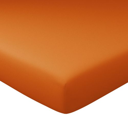 Drap-housse 120x200x28 Orange Cuivré En Coton