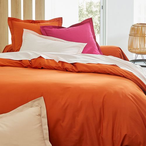 Drap-housse 180x200x28 Orange Cuivré En Coton