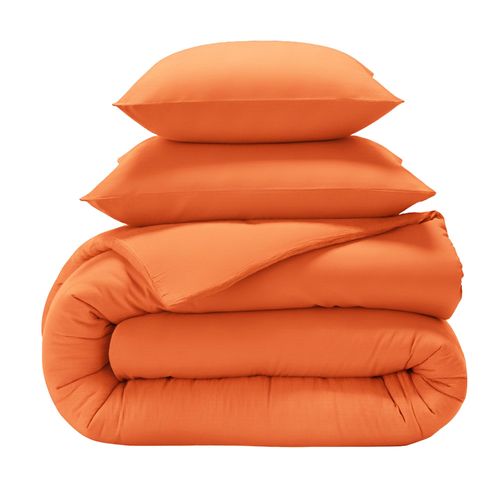 Housse De Couette 240x220 Orange Cuivré En Coton