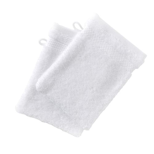 Lot De 2 Gant De Toilette 15x21 Blanc En Coton 500 G/m²