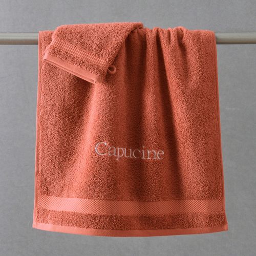 Serviette De Toilette 50x100 Orange Terracotta En Coton 500 G/m²