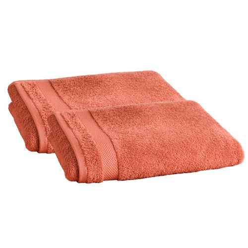 Serviette De Toilette 50x100 Orange Terracotta En Coton 500 G/m²