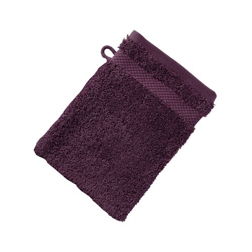 Lot De 2 Gant De Toilette 15x21 Violet Aubergine En Coton 500 G/m²