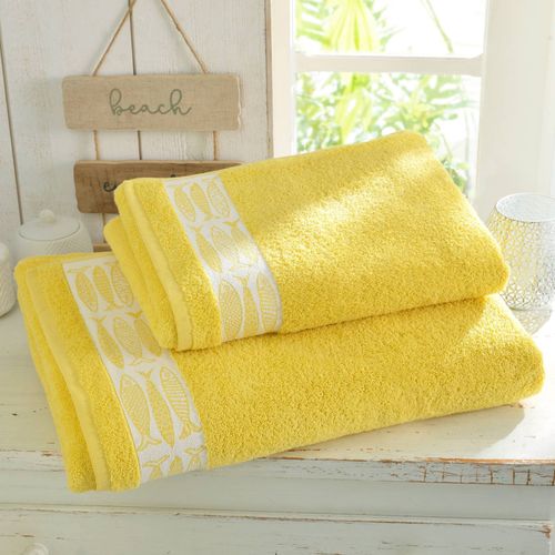 Lot De 2 Gant De Toilette 15x21 Jaune Mimosa En Coton 450 G/m²