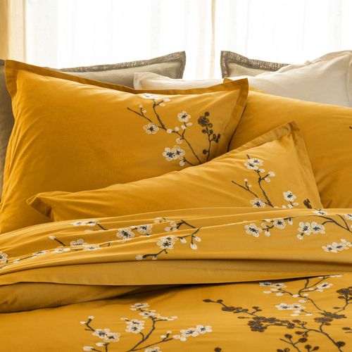 Drap-housse 90x190x28 Jaune Ocre En Coton