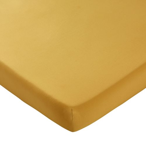 Drap-housse 90x190x28 Jaune Ocre En Coton