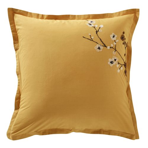 Taie Volant 50x70 Jaune Ocre En Coton