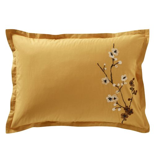 Taie Volant 50x70 Jaune Ocre En Coton