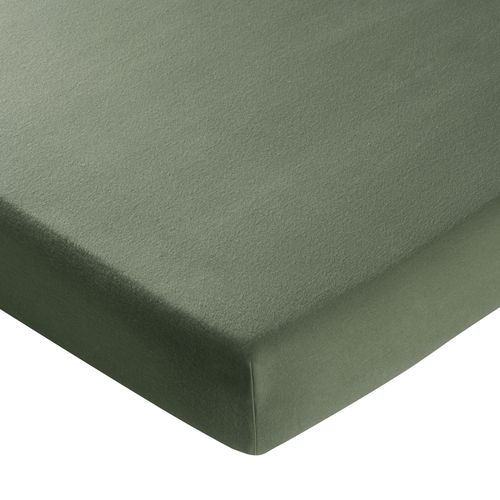 Drap-housse 160x200x28 Vert Kaki En Coton