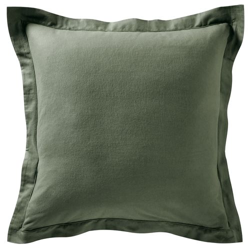 Taie Volant 63x63 Vert Kaki En Coton