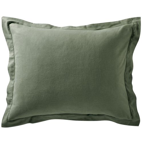 Taie Volant 63x63 Vert Kaki En Coton