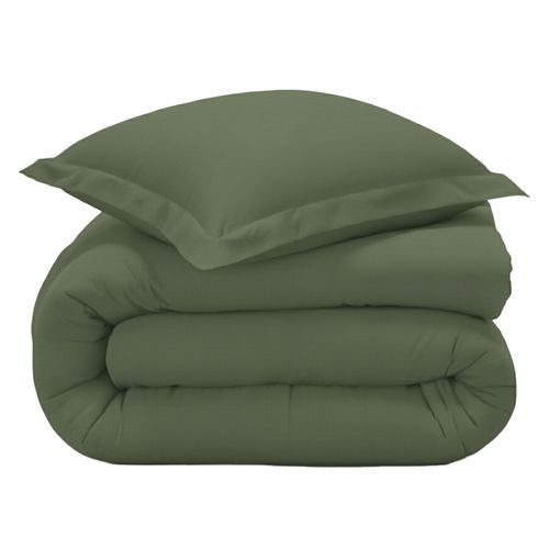 Housse De Couette 140x200 Vert Kaki En Coton