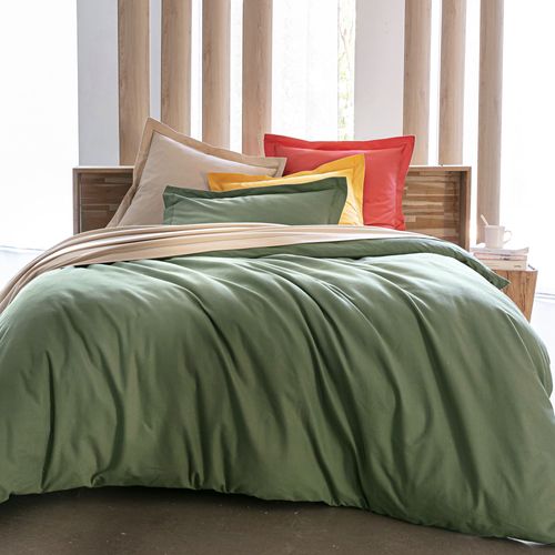 Housse De Couette 200x200 Vert Kaki En Coton