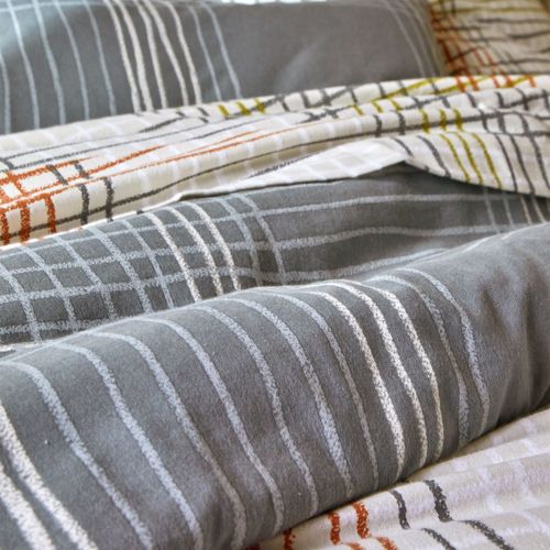 Housse De Couette 140x200 Gris En Coton