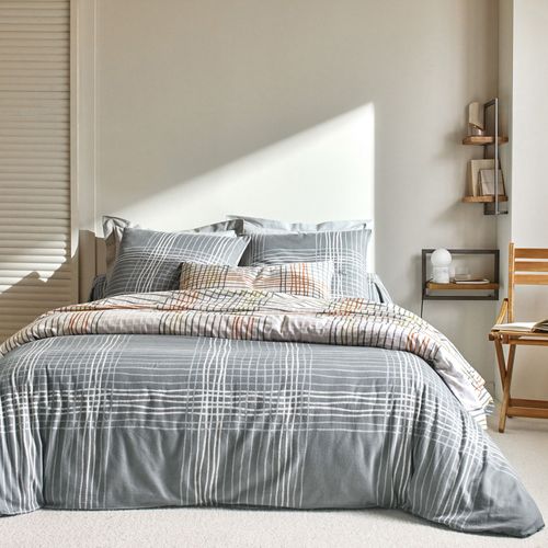 Housse De Couette 240x220 Gris En Coton