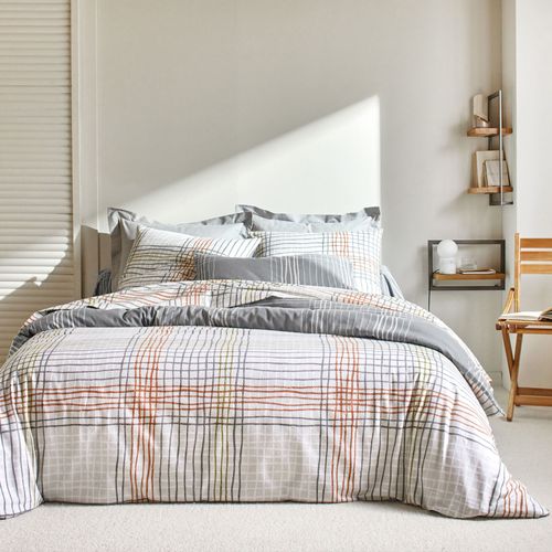 Housse De Couette 240x220 Gris En Coton