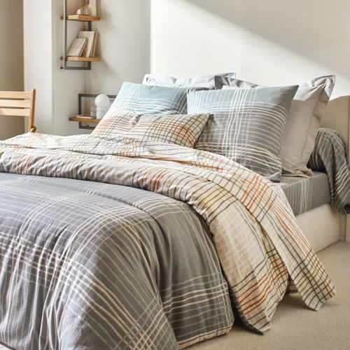 Housse De Couette 260x240 Gris En Coton