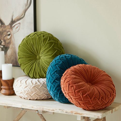 Coussin Rond Vert En Coton