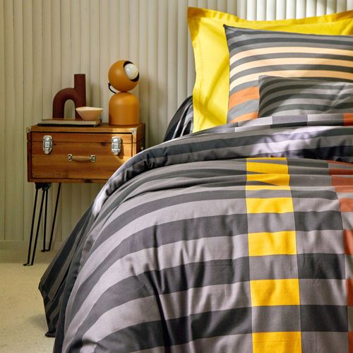 Housse De Couette 140x200 Marron En Coton