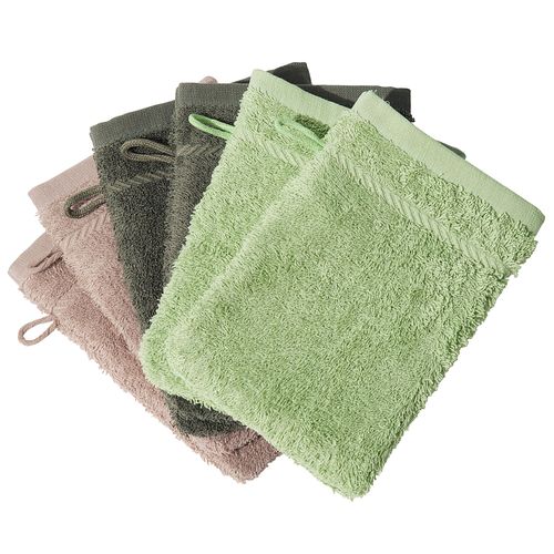 Lot De 6 Gant De Toilette 15x20 Vert En Acrylique