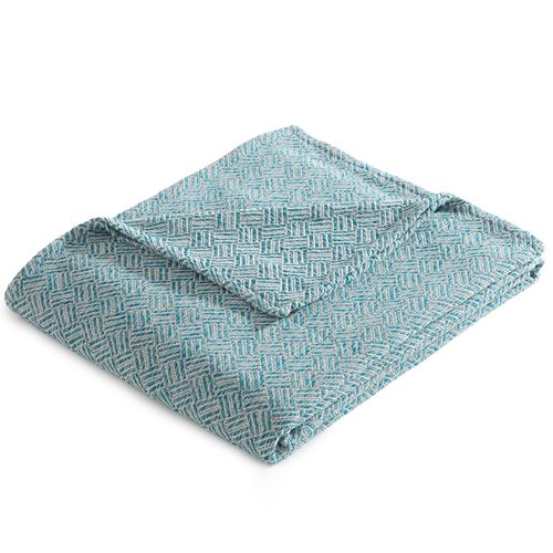 Plaid 150x150 Bleu Canard En Coton