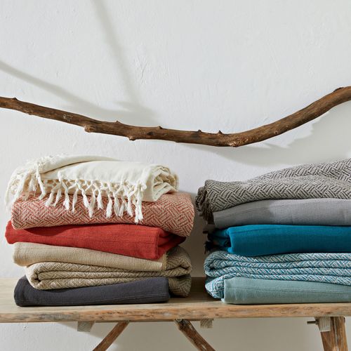 Jeté De Canapé 270x250 Gris En Coton