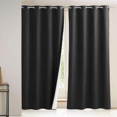 Rideau Occultant 140x260 Noir En Polyester